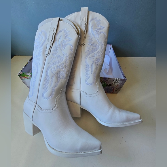Jeffrey Campbell Dagget Western Boots White Combo 10 - Picture 5 of 11